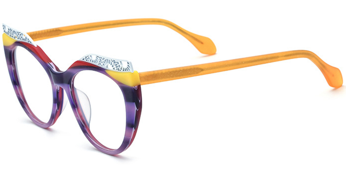 Acetate Cat Eye Reading Glasses pattern-purple