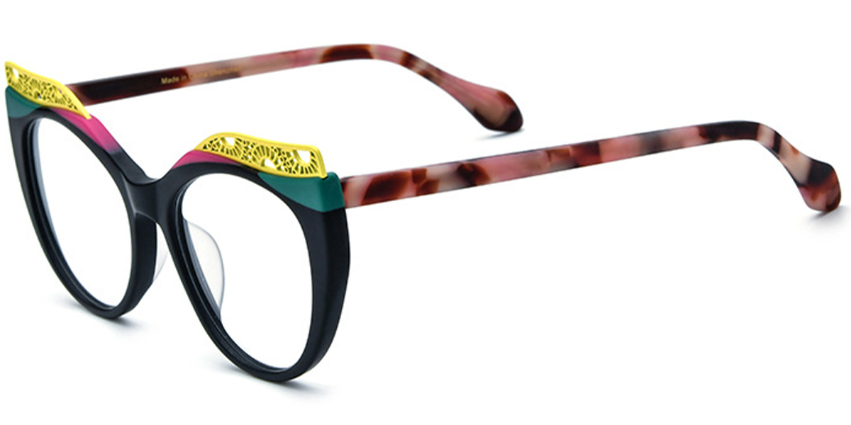Acetate Cat Eye Reading Glasses pattern-black
