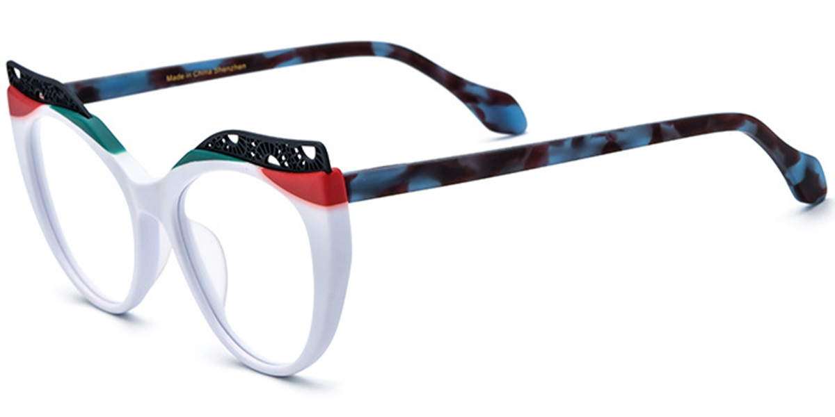 Acetate Cat Eye Reading Glasses pattern-white