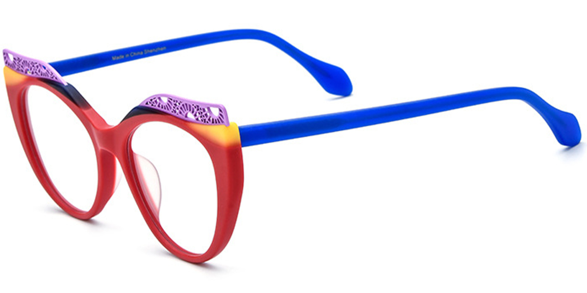 Acetate Cat Eye Reading Glasses pattern-red