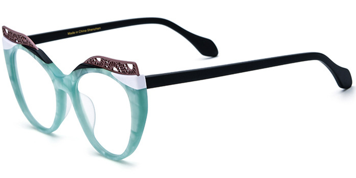 Acetate Cat Eye Reading Glasses pattern-green