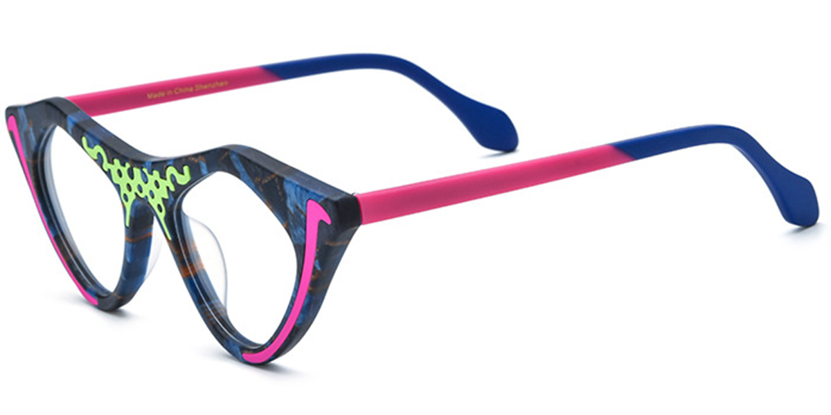 Acetate Cat Eye Geometric Reading Glasses pattern-rose