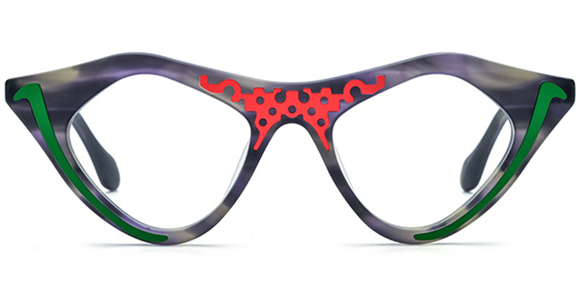 Acetate Cat Eye Geometric Reading Glasses pattern-green