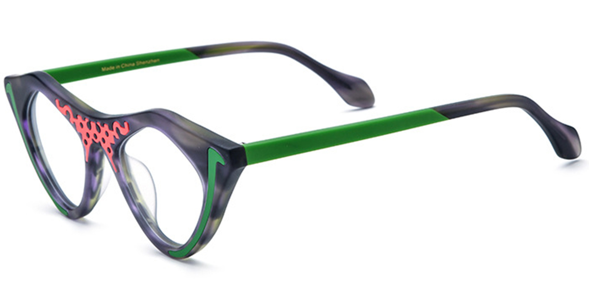 Acetate Cat Eye Geometric Reading Glasses pattern-green