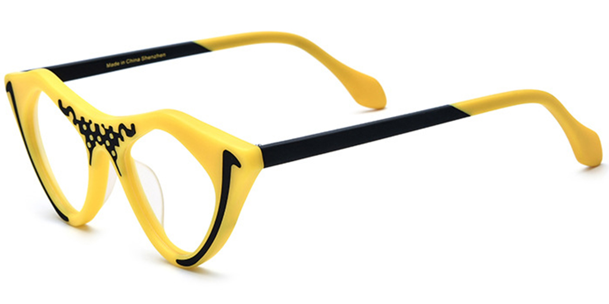 Acetate Cat Eye Geometric Reading Glasses pattern-black