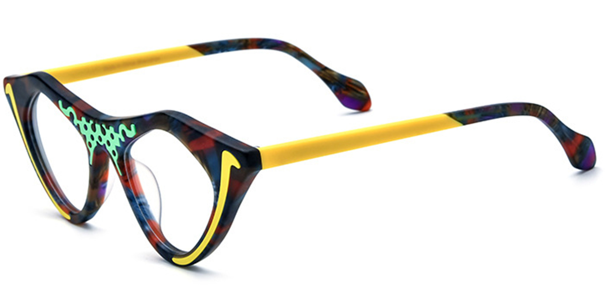 Acetate Cat Eye Geometric Reading Glasses pattern-yellow