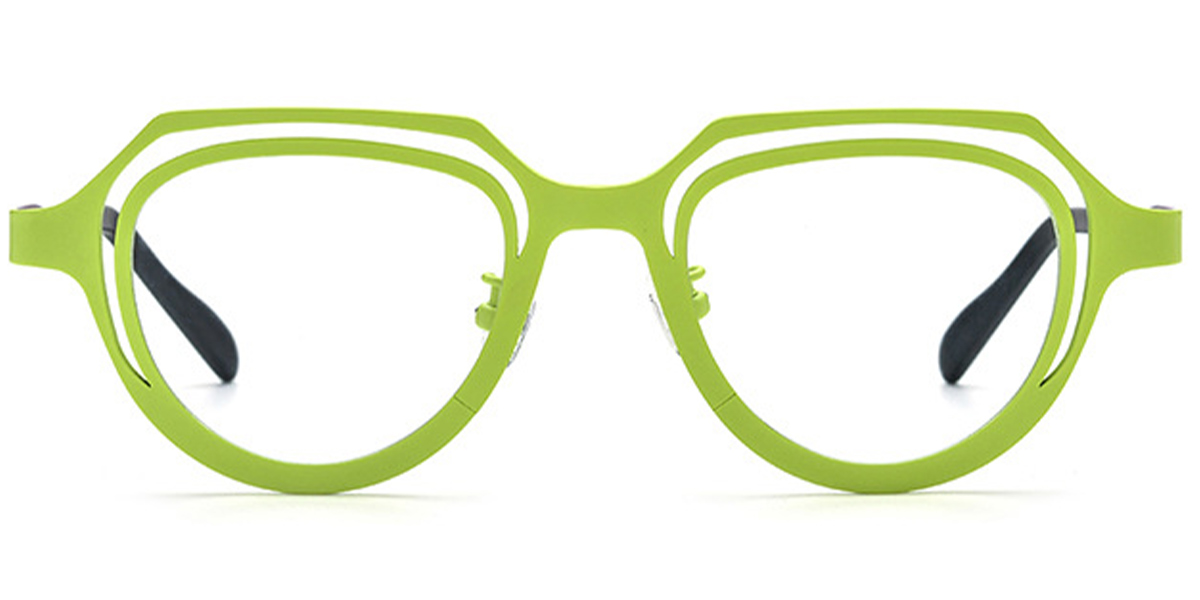 Titanium Geometric Reading Glasses light_green