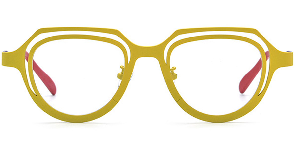 Titanium Geometric Reading Glasses yellow