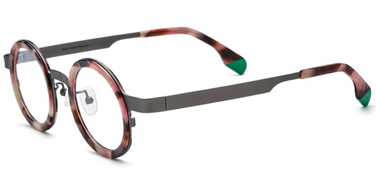 Titanium Round Reading Glasses pattern-pink