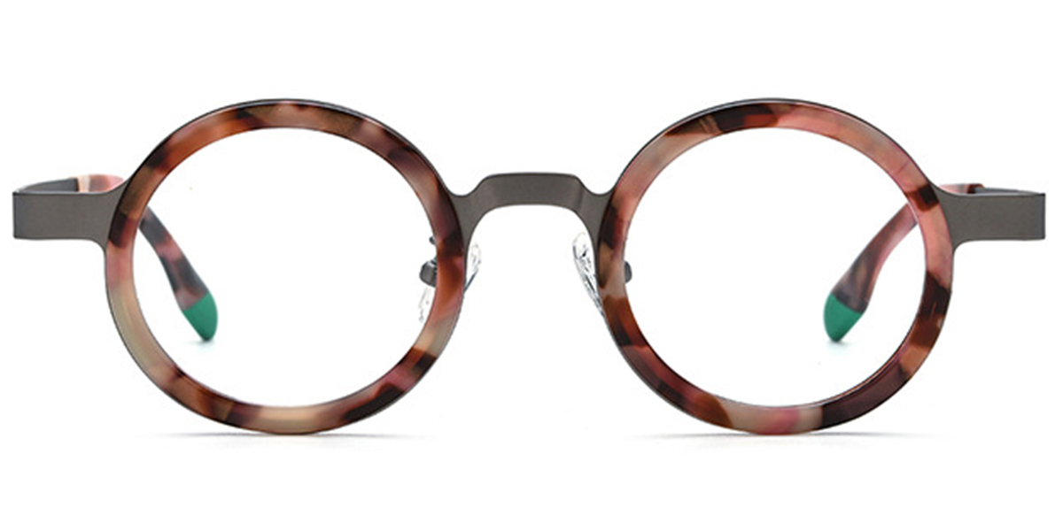 Titanium Round Reading Glasses pattern-pink