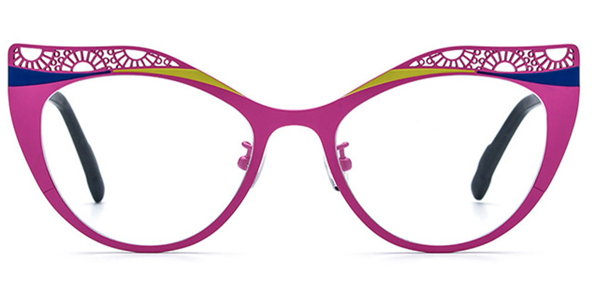 Titanium Cat Eye Reading Glasses pattern-pink