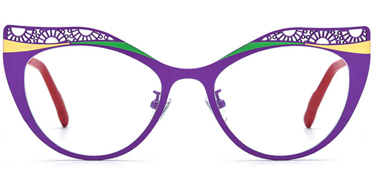 Titanium Cat Eye Reading Glasses pattern-purple