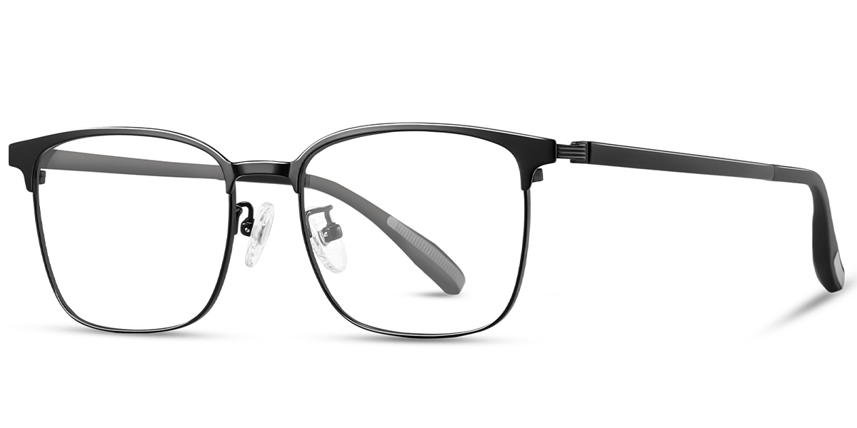 Titanium Square Reading Glasses black