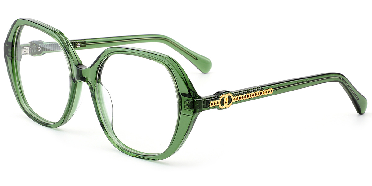 Acetate Square Reading Glasses translucent-green