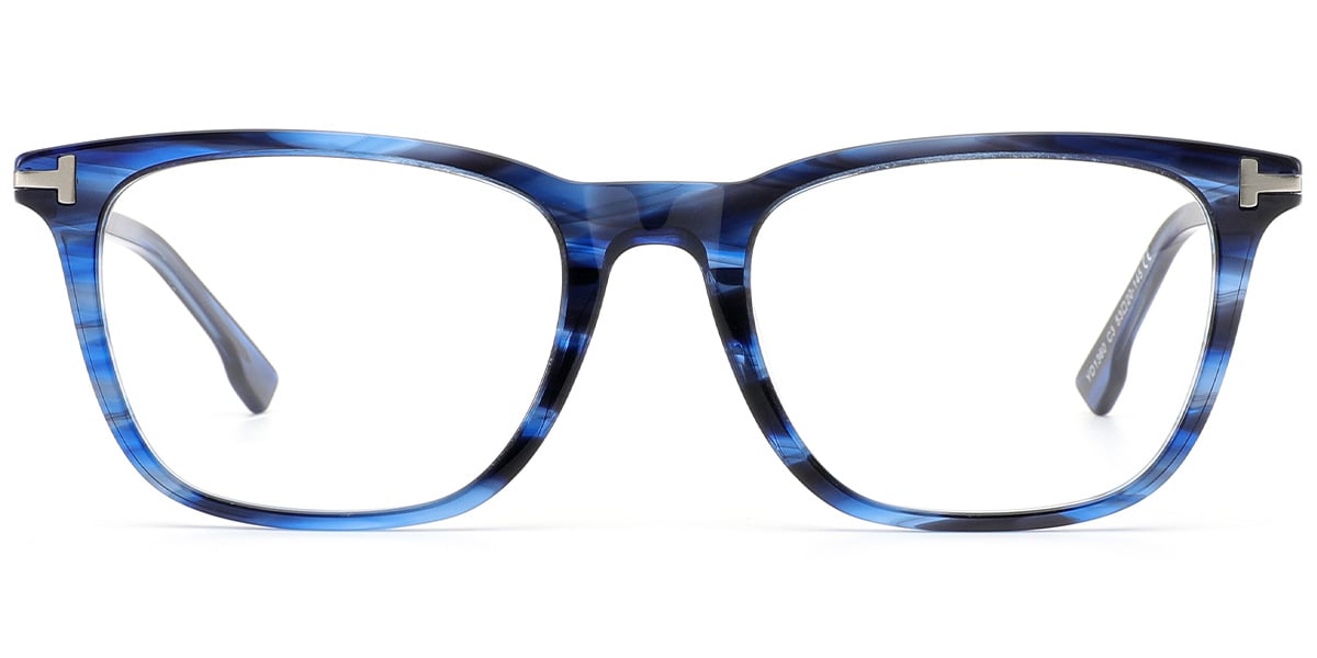 Acetate Rectangle Reading Glasses pattern-blue