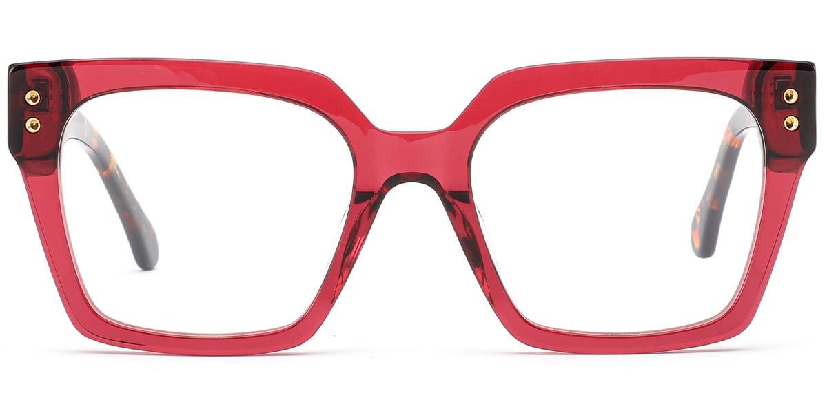 Acetate Square Reading Glasses translucent-red