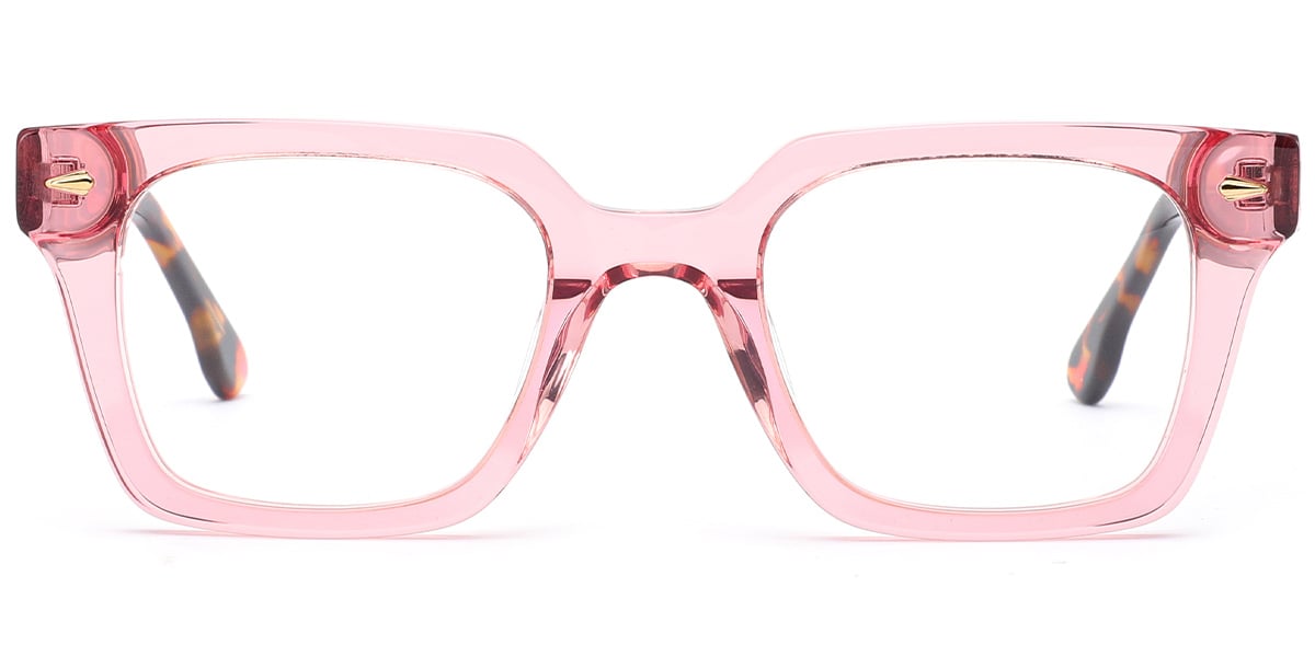 Acetate Square Reading Glasses translucent-pink