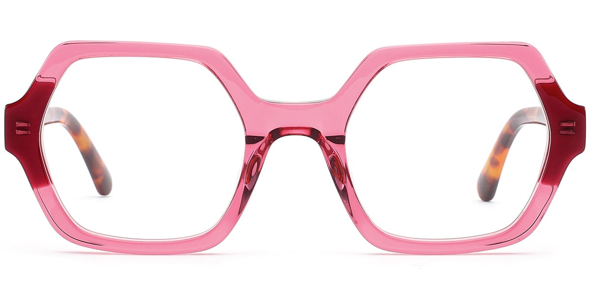 Acetate Square Reading Glasses translucent-pink