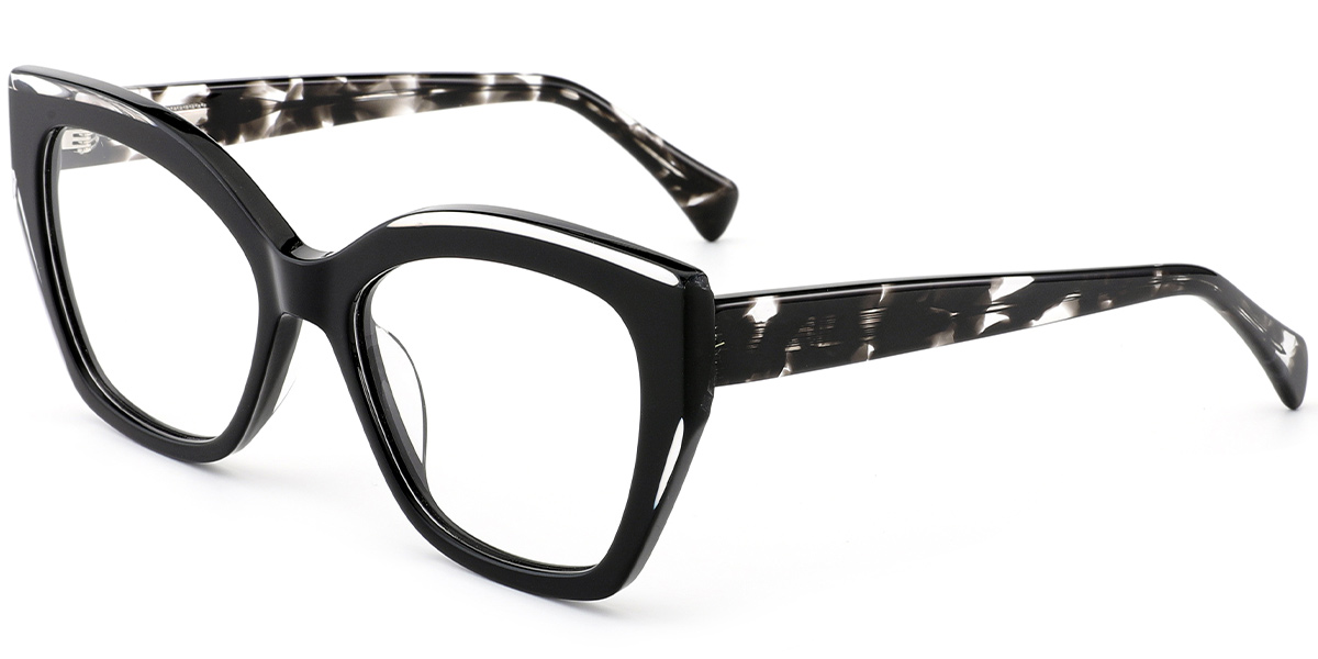 Acetate Cat Eye Reading Glasses pattern-black