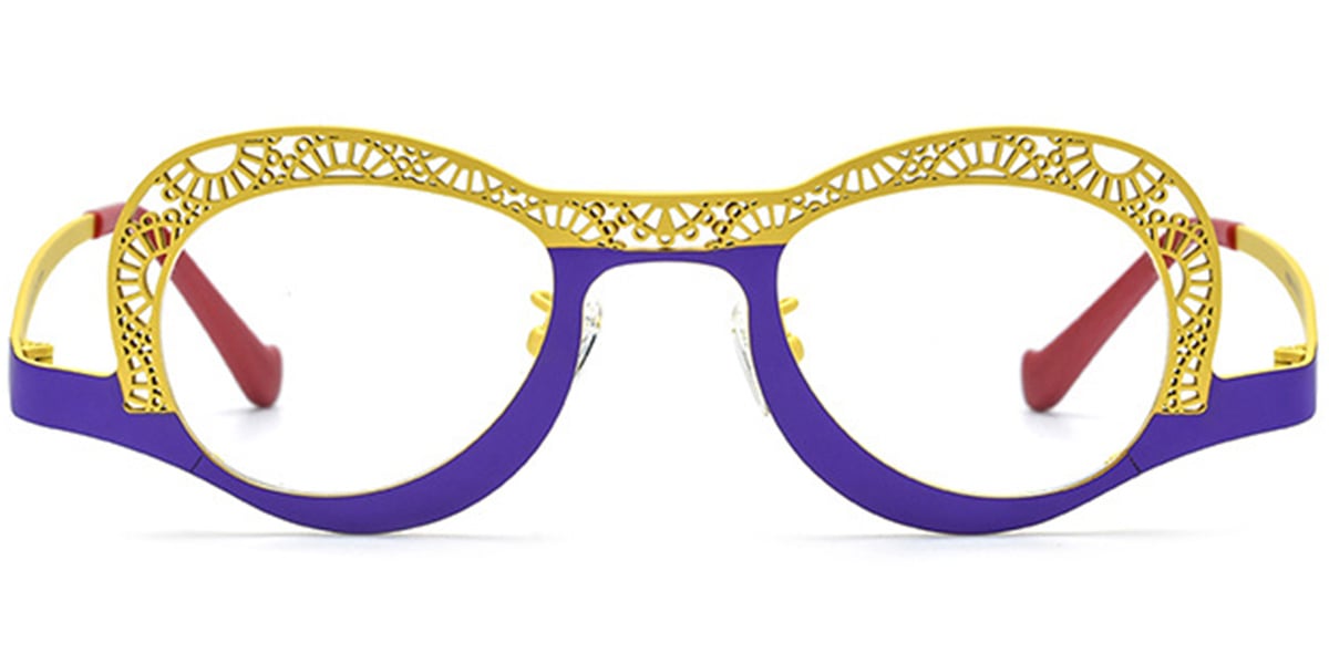 Titanium Geometric Reading Glasses pattern-yellow