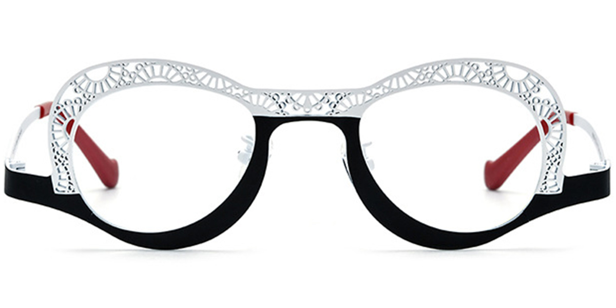 Titanium Geometric Reading Glasses pattern-white