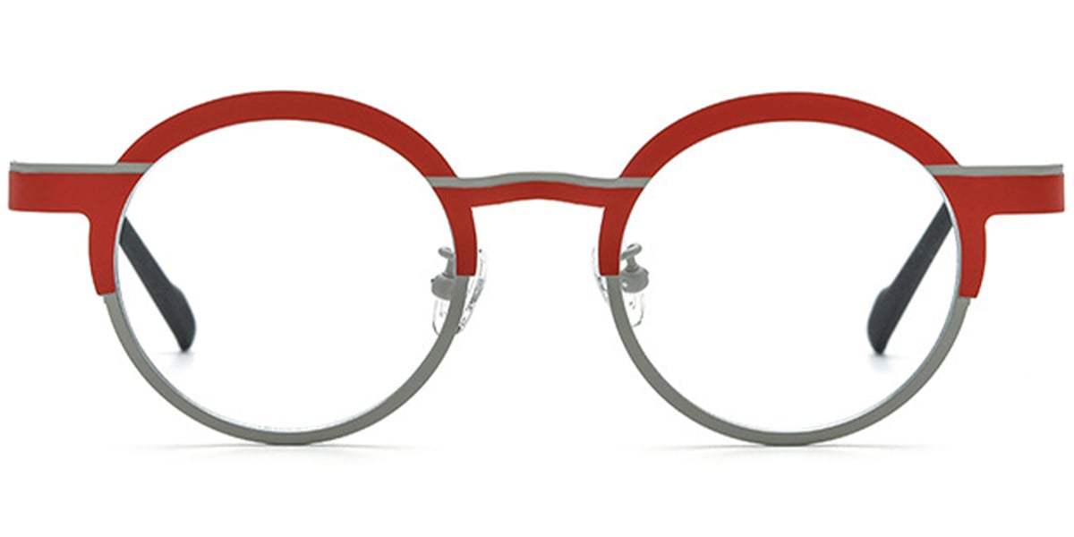 Titanium Round Reading Glasses pattern-red