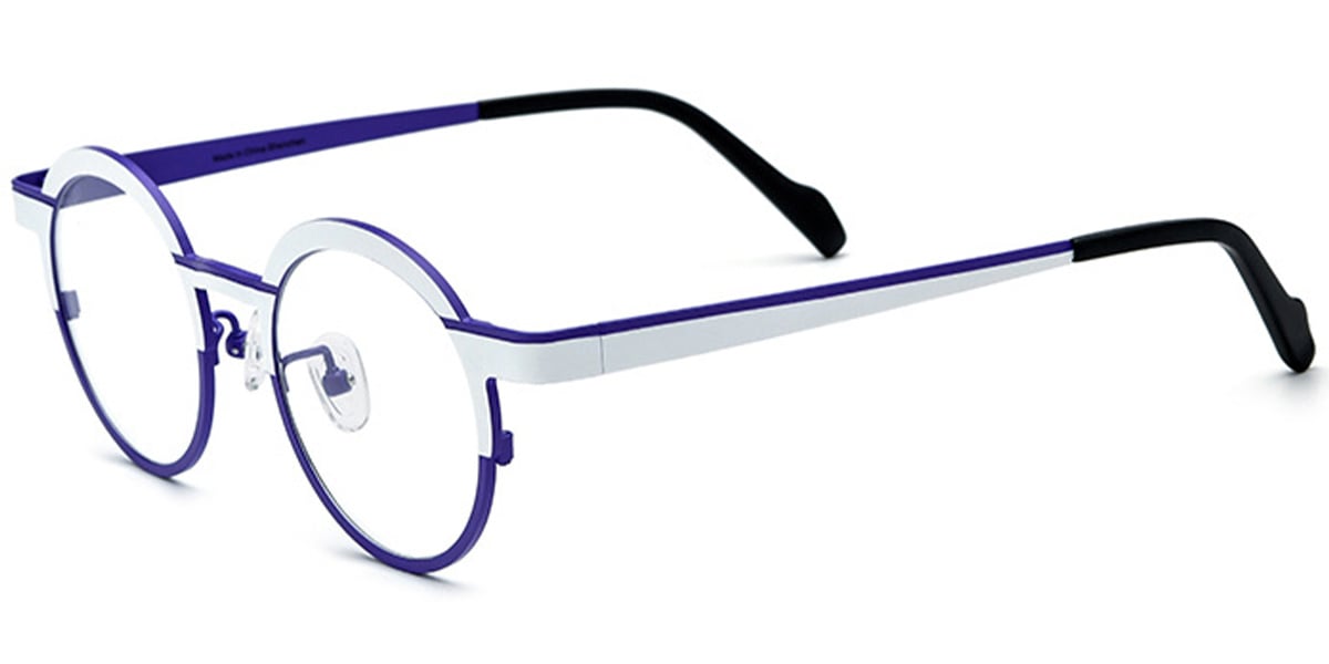 Titanium Round Reading Glasses pattern-white