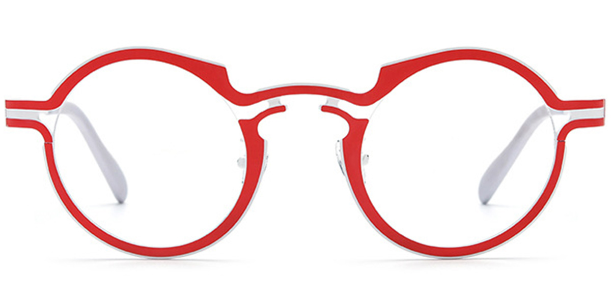 Titanium Round Reading Glasses red