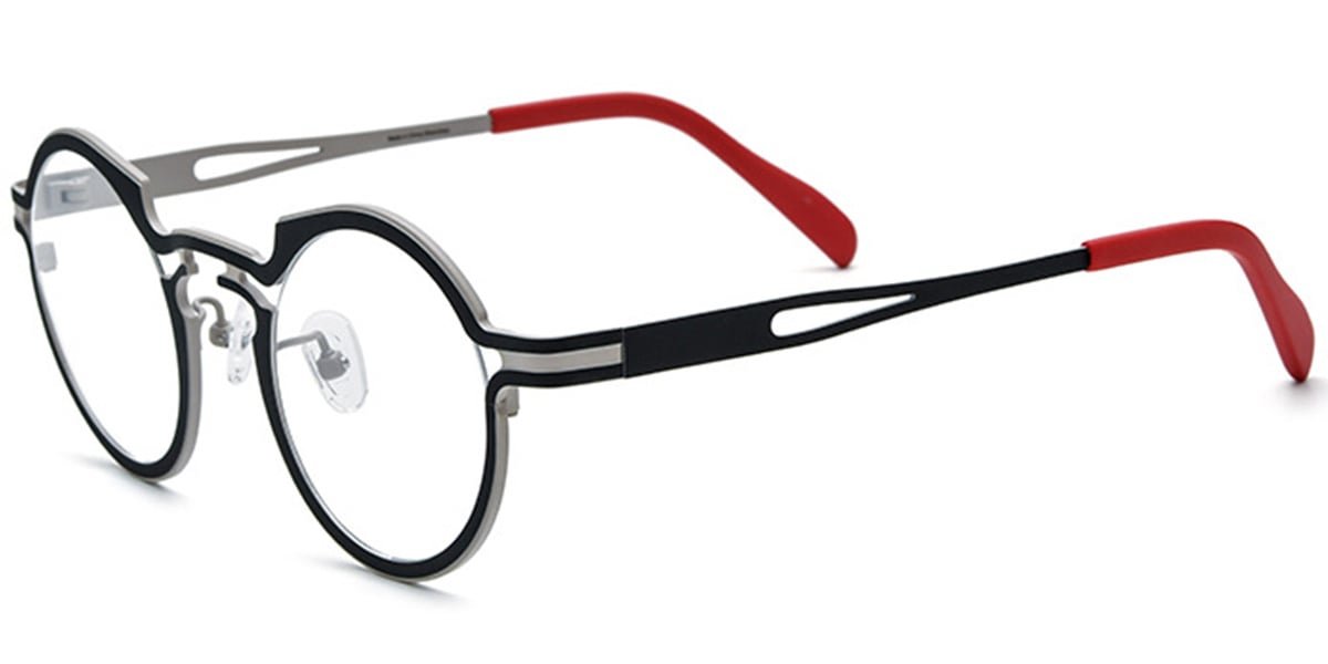 Titanium Round Reading Glasses black