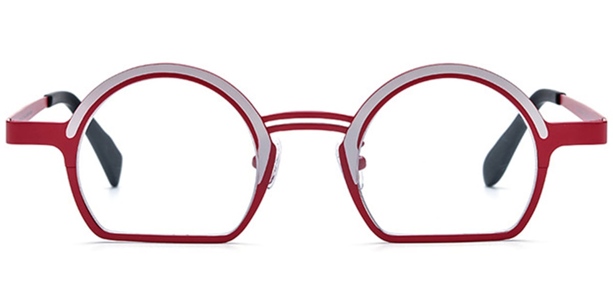 Titanium Geometric Reading Glasses pattern-red