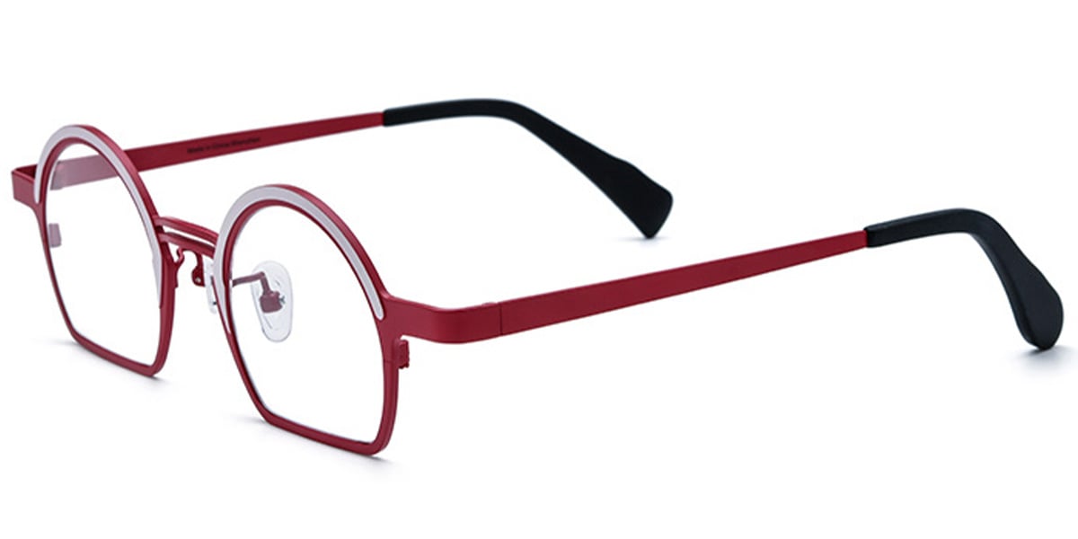 Titanium Geometric Reading Glasses pattern-red