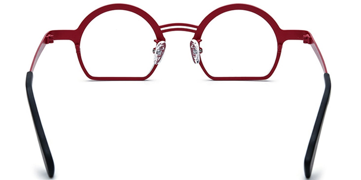 Titanium Geometric Reading Glasses pattern-red