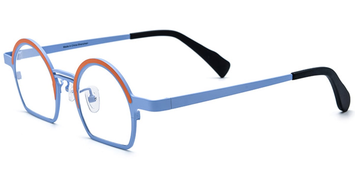 Titanium Geometric Reading Glasses pattern-blue