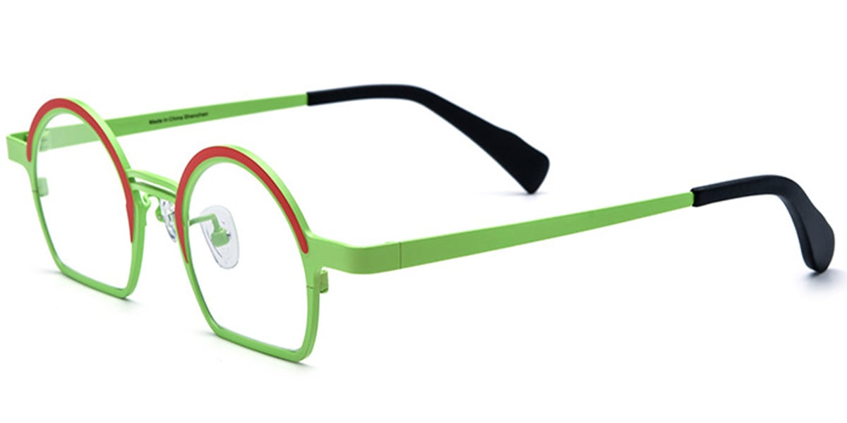 Titanium Geometric Reading Glasses pattern-green