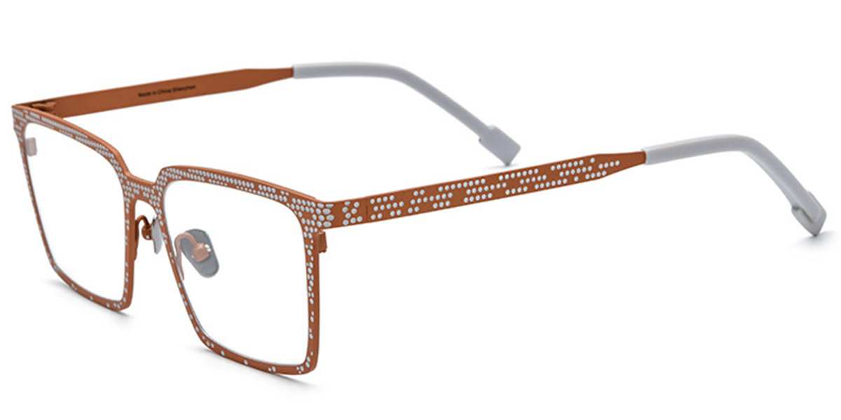 Titanium Rectangle Reading Glasses pattern-orange