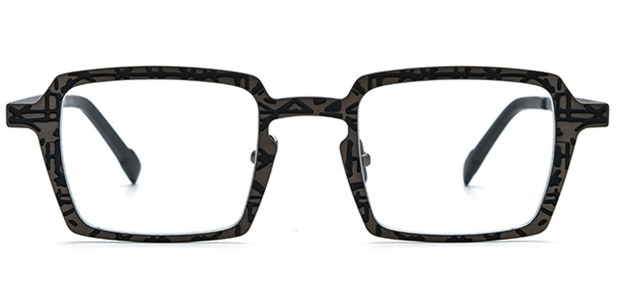 Titanium Square Reading Glasses pattern-grey