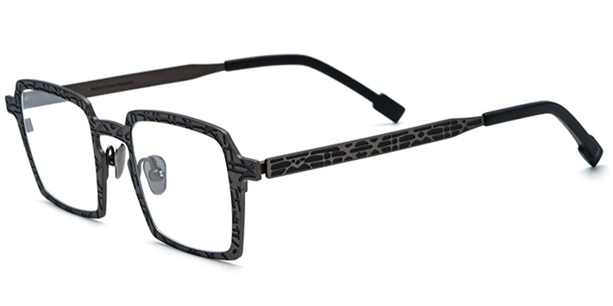 Titanium Square Reading Glasses pattern-grey