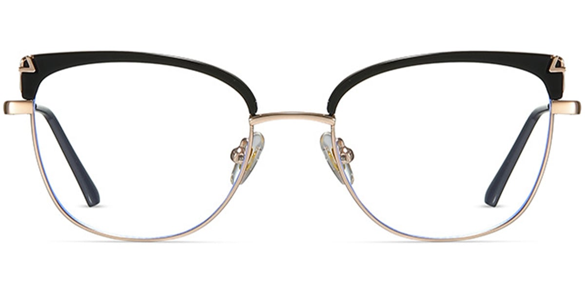 Cat Eye Browline Reading Glasses black-gold