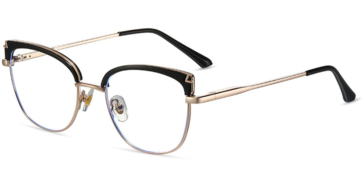 Cat Eye Browline Reading Glasses black-gold