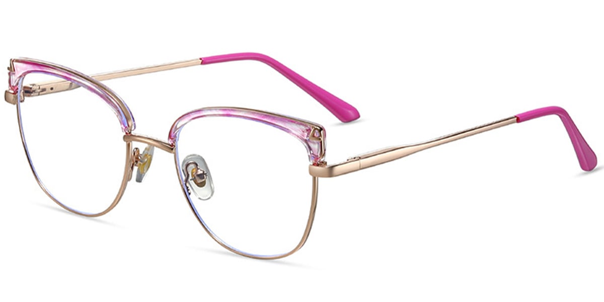 Cat Eye Browline Reading Glasses pattern-pink