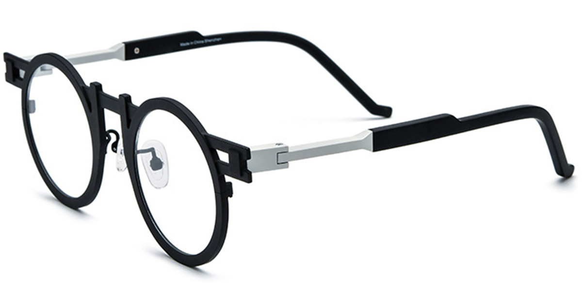 Titanium Round Reading Glasses black