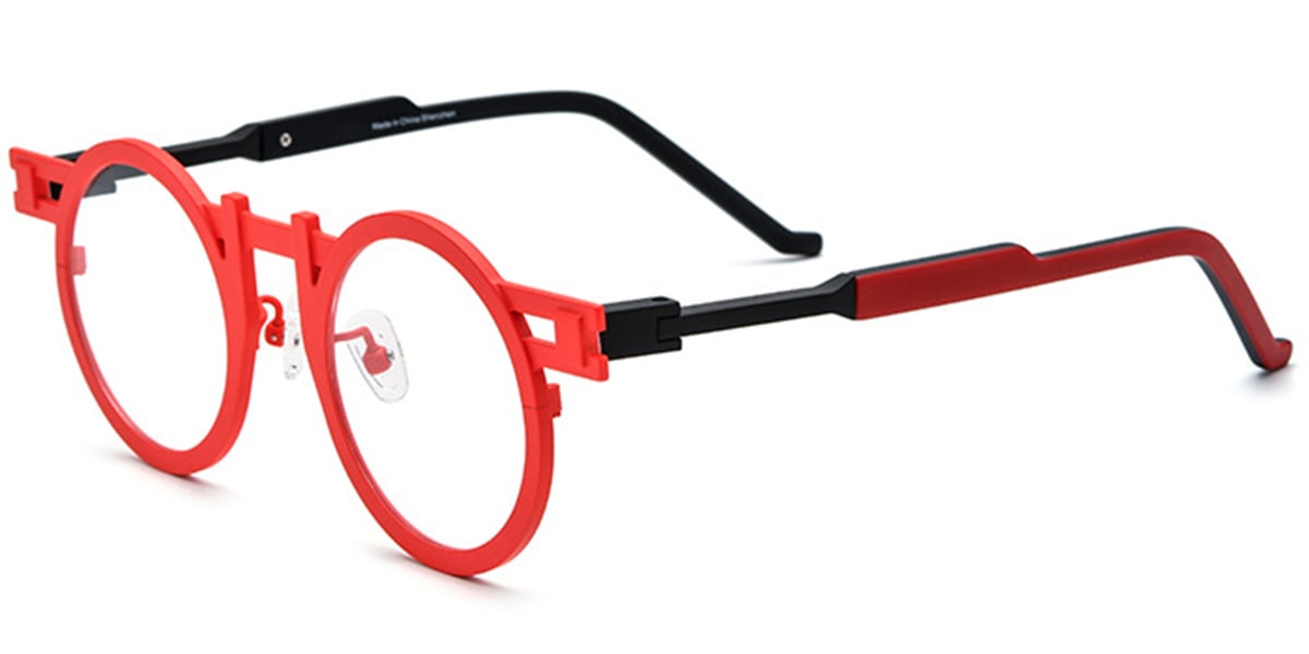 Titanium Round Reading Glasses red