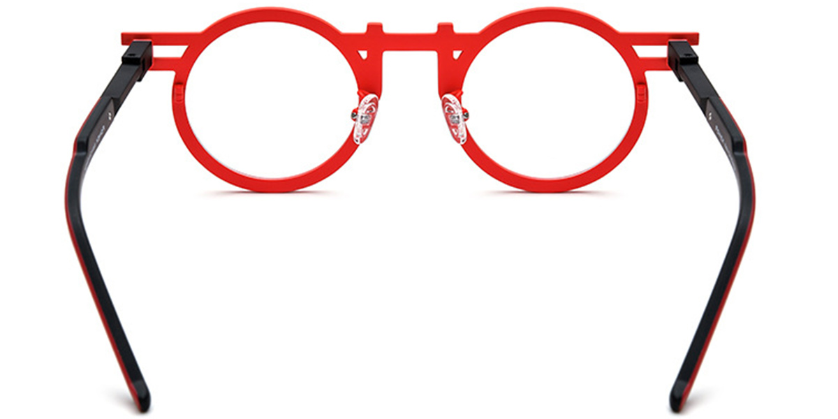 Titanium Round Reading Glasses red