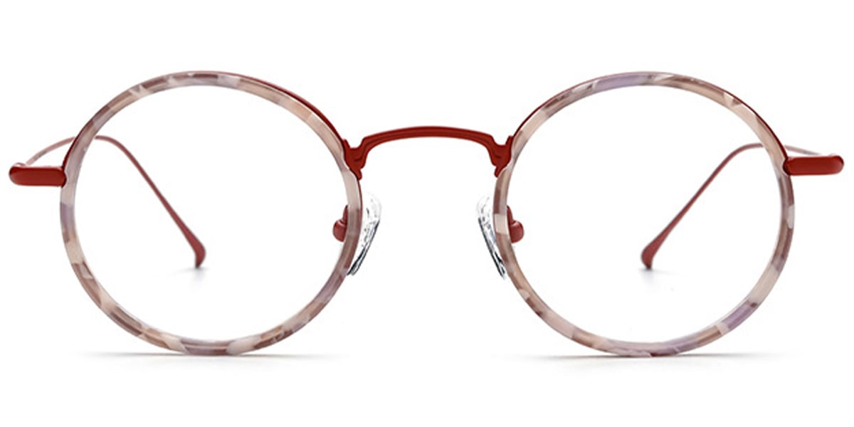 Acetate Round Reading Glasses pattern-red