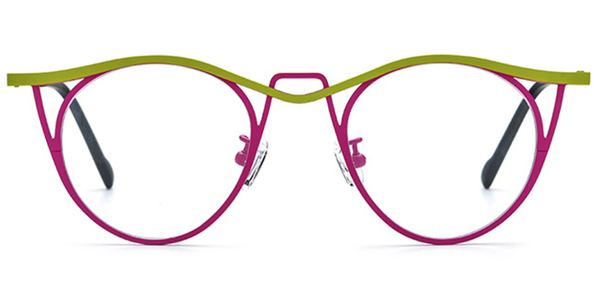 Titanium Cat Eye Reading Glasses pattern-pink