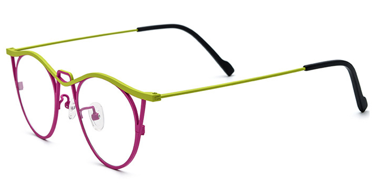 Titanium Cat Eye Reading Glasses pattern-pink