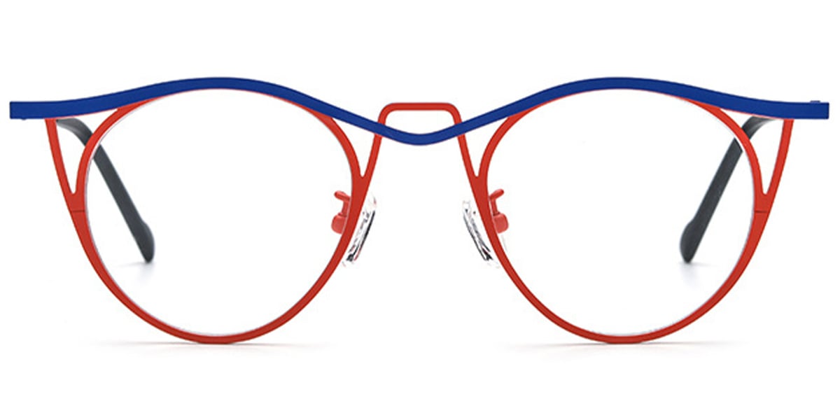 Titanium Cat Eye Reading Glasses pattern-red