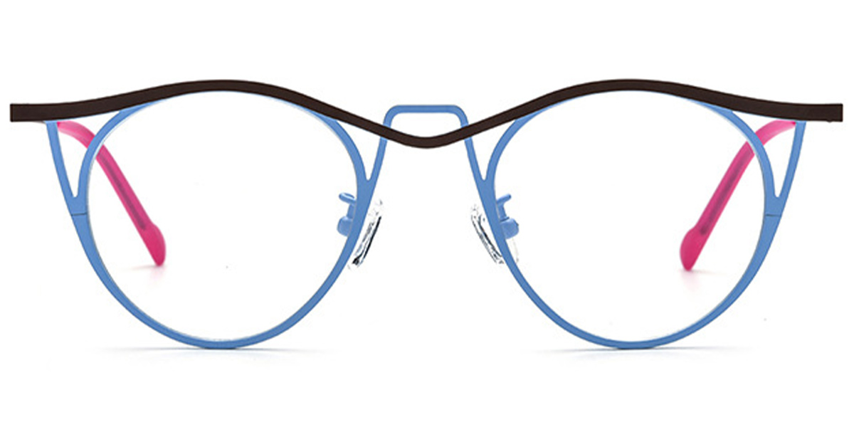 Titanium Cat Eye Reading Glasses pattern-blue