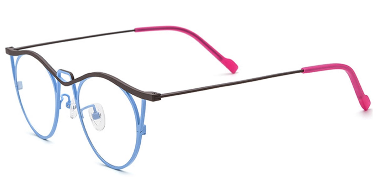 Titanium Cat Eye Reading Glasses pattern-blue