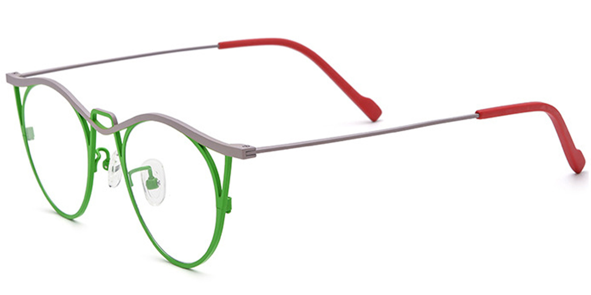 Titanium Cat Eye Reading Glasses pattern-green